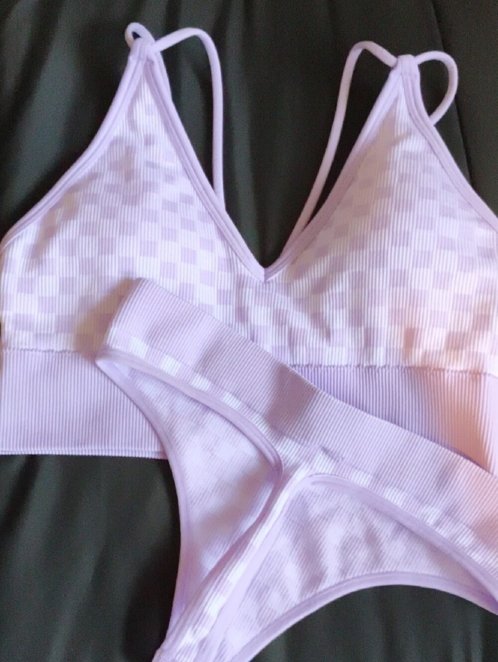 No Boundaries Lilac Ribbed Bra Thing Set M NEW